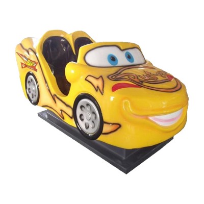 Yellow racing car coin operated kiddie rides toy car